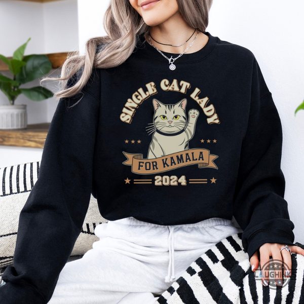 single childless cat lady for kamala harris shirt election tee 2024