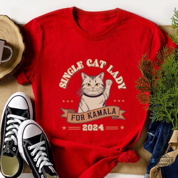 single childless cat lady for kamala harris shirt election tee 2024