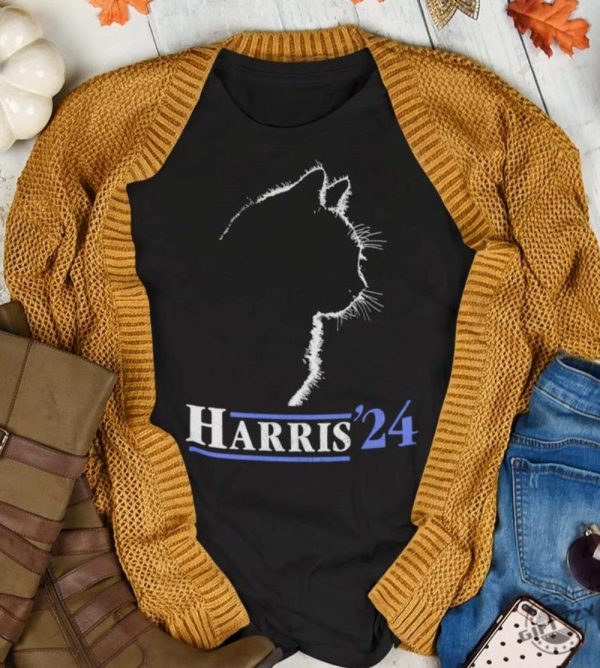 Harris 2024 For President Shirt Kamala Harris Tshirt Kamala Sweatshirt Childless Cat Women Kamala Cat Silhouette Harris 24 Shirt giftyzy 1