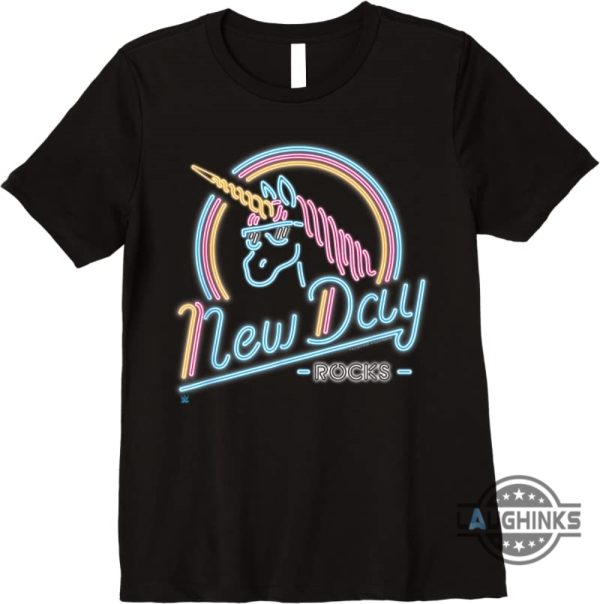 wwe raw odyssey jones the new day shirt neon unicorn