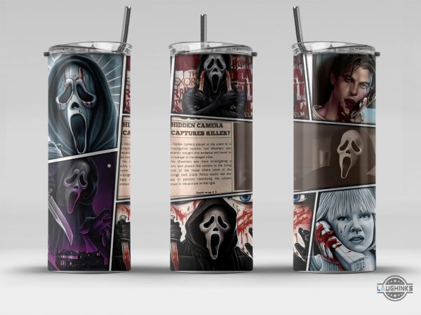 horror movie scream ghostface halloween skinny tumbler cup