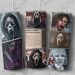 horror movie scream ghostface halloween skinny tumbler cup