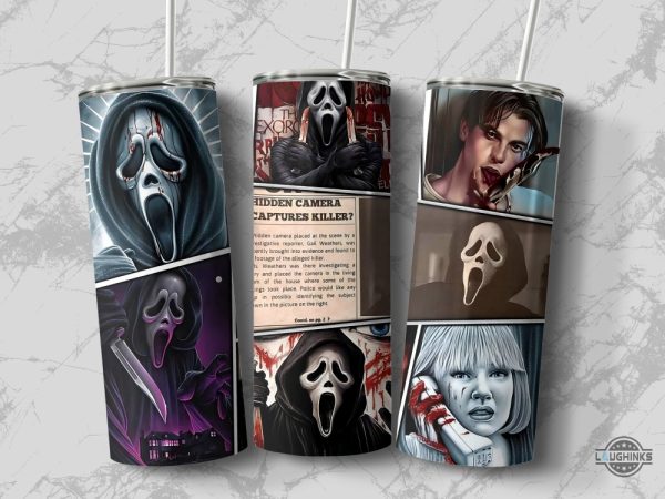 horror movie scream ghostface halloween skinny tumbler cup