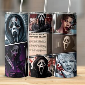 horror movie scream ghostface halloween skinny tumbler cup