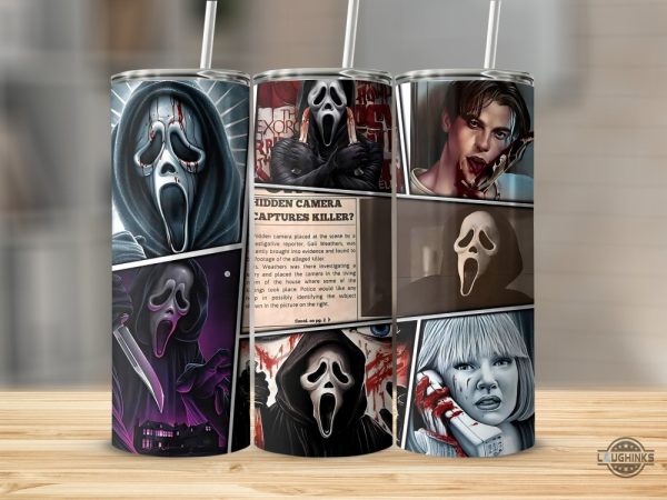 horror movie scream ghostface halloween skinny tumbler cup