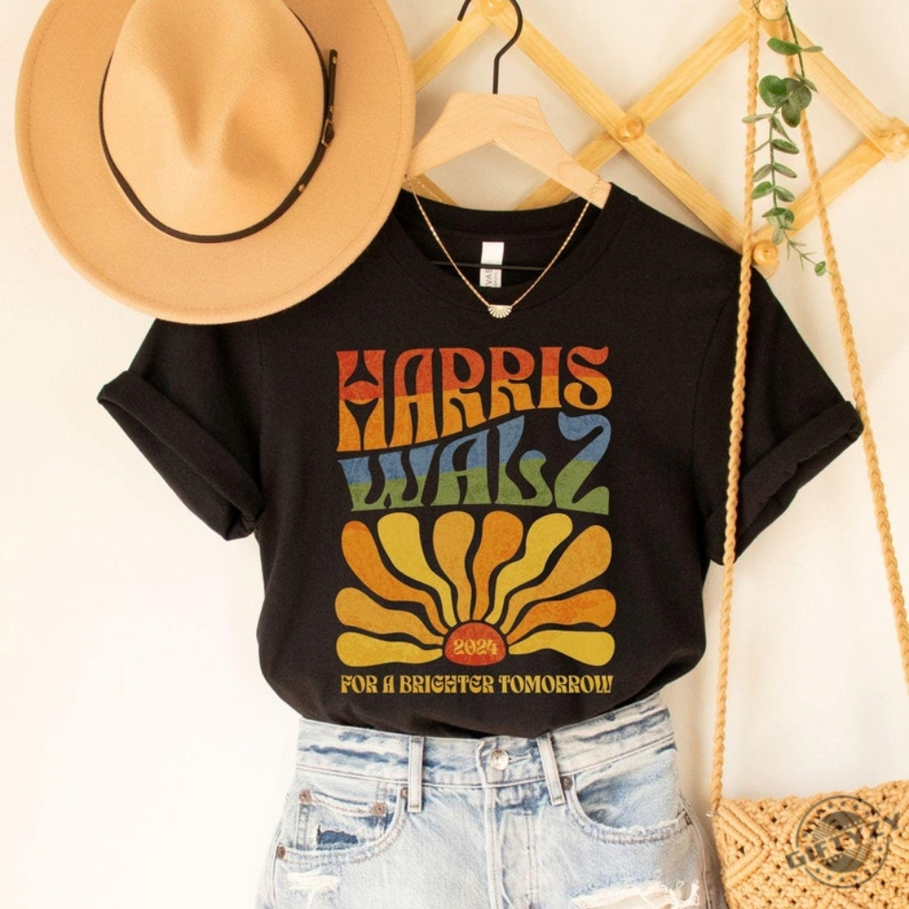 Harris Walz 2024 Shirt Kamala Harris Tim Walz Sweatshirt Boho Aesthetic Retro Tshirt Election 2024 Hoodie Lgbtqia Rainbow Vote Democrat Vote Blue Shirt