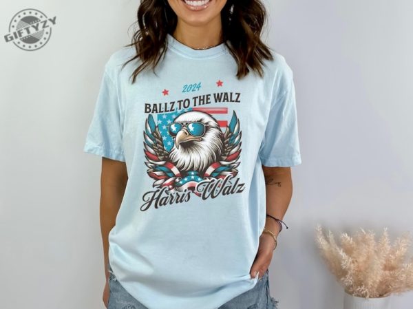 Funny Harris Walz Shirt Ballz To The Walz Tshirt Harris Walz 2024 Sweatshirt Sunglasses Eagle Election Shirt giftyzy 1