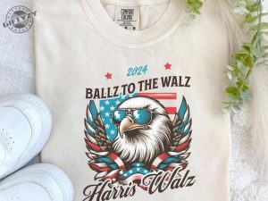 Funny Harris Walz Shirt Ballz To The Walz Tshirt Harris Walz 2024 Sweatshirt Sunglasses Eagle Election Shirt giftyzy 2