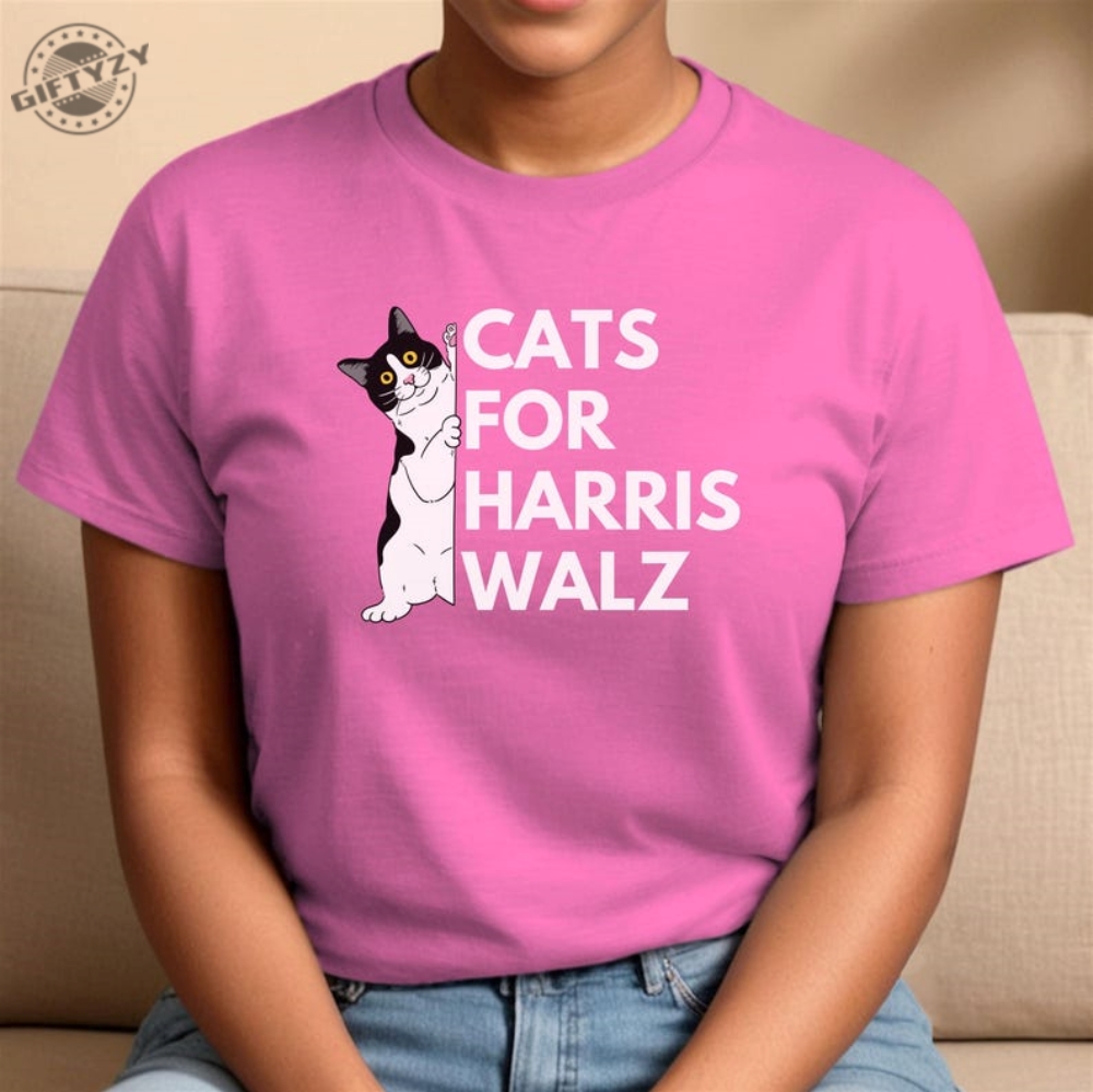 Cats For Harris Walz Progressive 2024 Election Shirt Pro Harris 2024 Political Sweatshirt Democratic Tshirt Liberal Hoodie Voting Shirt