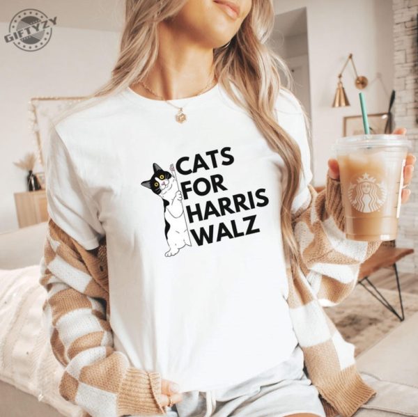 Cats For Harris Walz Progressive 2024 Election Shirt Pro Harris 2024 Political Sweatshirt Democratic Tshirt Liberal Hoodie Voting Shirt giftyzy 3