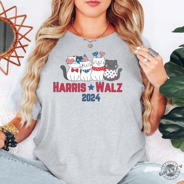 Harris Walz 2024 Shirt Cute Cat Political Hoodie Election 2024 Sweatshirt Childless Cat Lady Votes Tshirt For Cat Moms Shirt giftyzy 7