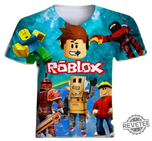 Roblox Inspired Print Kids T Shirt Birthday Shirt Kids Birthday Video Game Roblox Shirt Template revetee 1