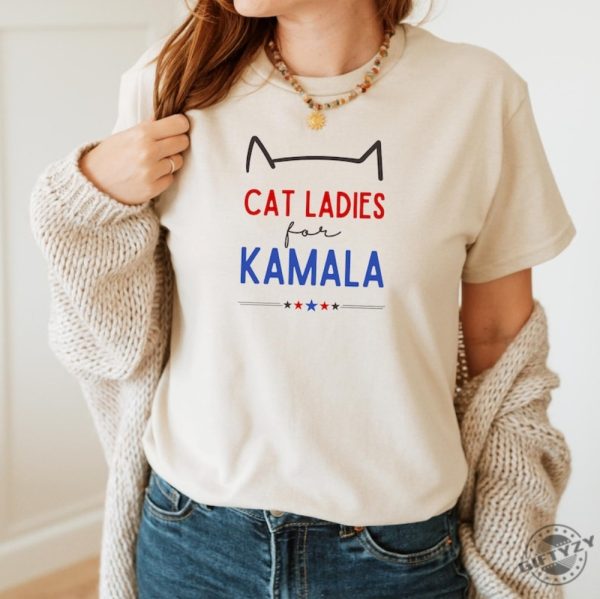 Cat Ladies For Kamala Shirt Kamala Harris 2024 President Sweatshirt Cat Mom Hoodie Kamala Rally Tshirt Childless Cat Ladies Kamala Shirt giftyzy 1