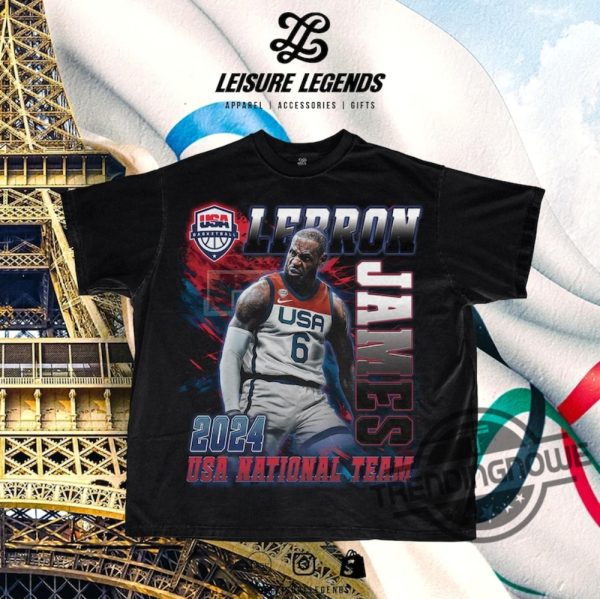 Usa Basketball Shirt 2024 Paris Olympics Usa National Team T Shirt Lebron James Shirt Sweatshirt Hoodie trendingnowe 2