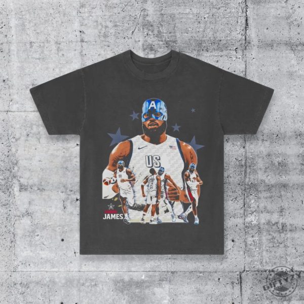 Usa Basketball Team Paris Lebron James Lecaptain America Shirt giftyzy 1