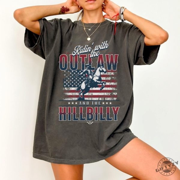 Ridin With The Outlaw And The Hillbilly Trump Shirt 2024 Election Conservative Political Republican Trump Supporter Presidential Voting Maga Shirt giftyzy 3