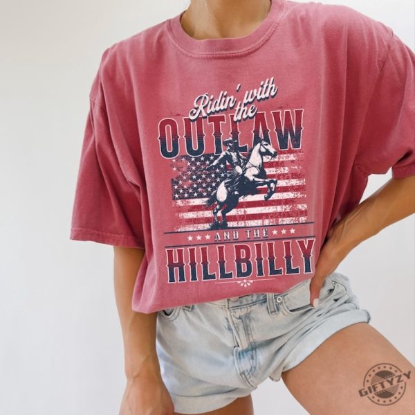 Ridin With The Outlaw And The Hillbilly Trump Shirt 2024 Election Conservative Political Republican Trump Supporter Presidential Voting Maga Shirt giftyzy 4