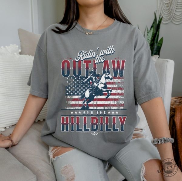 Ridin With The Outlaw And The Hillbilly Trump Shirt 2024 Election Conservative Political Republican Trump Supporter Presidential Voting Maga Shirt giftyzy 5