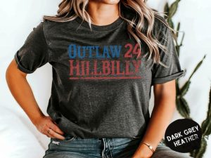 Outlaw 24 Hillbilly Shirt Vintage Graphic Tshirt Southern Style Sweatshirt Red White Blue Design Unisex Casual Wear Hoodie Retro Look Gift Idea giftyzy 3