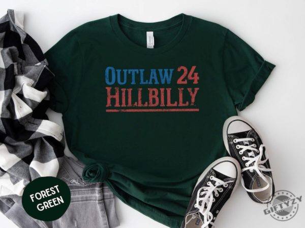 Outlaw 24 Hillbilly Shirt Vintage Graphic Tshirt Southern Style Sweatshirt Red White Blue Design Unisex Casual Wear Hoodie Retro Look Gift Idea giftyzy 7