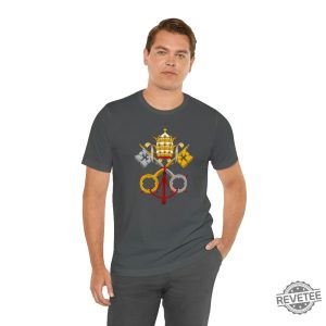 Vatican City Holy See Coat Of Arms Short Sleeve Tee Catholic Shirt Vatican City Shirt revetee 3