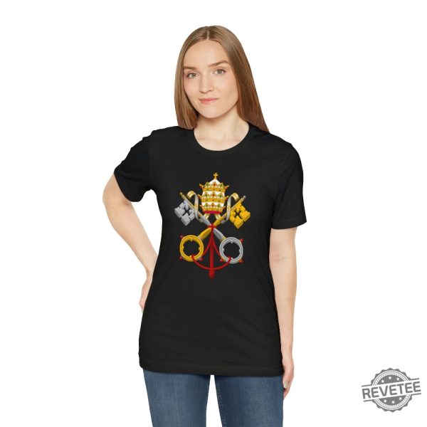 Vatican City Holy See Coat Of Arms Short Sleeve Tee Catholic Shirt Vatican City Shirt revetee 4