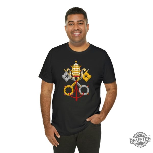 Vatican City Holy See Coat Of Arms Short Sleeve Tee Catholic Shirt Vatican City Shirt revetee 5