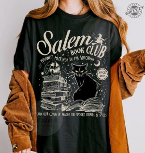 Salem Book Club Shirt Bookish Halloween Tshirt Sblack Cat Spooky Book Lover Hoodie Salem Witches Sweatshirt Spooky Season Thriller Reader Shirt giftyzy 4