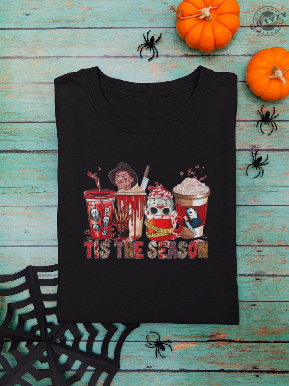 Tis The Season Halloween Shirt Fall Horror Icons Sweatshirt Spooky Fashion Tshirt Jason Voorhees Freddy Coffee Hoodie Halloween Gift