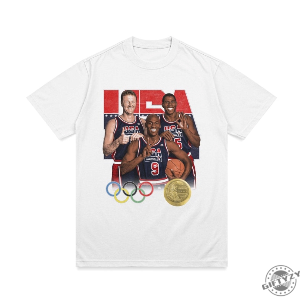 1992 Usa Dream Team Graphic Shirt Micheal Jordan Magic Johnson Larry Bird Iconic Usa Retro Basketball Tshirt Basketball Gift Idea