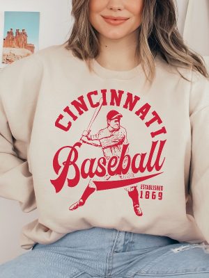 Vintage Cincinnati Red Crewneck Sweatshirt Red Est 1869 Shirt Cincinnati Reds Shirt revetee 2