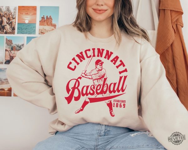 Vintage Cincinnati Red Crewneck Sweatshirt Red Est 1869 Shirt Cincinnati Reds Shirt revetee 2