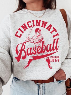 Vintage Cincinnati Red Crewneck Sweatshirt Red Est 1869 Shirt Cincinnati Reds Shirt revetee 3