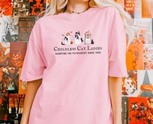 Halloween Childless Cat Lady Tshirt Cute Ghosts For Kamala Harris Hoodie The Patriarchy Feminism Sweatshirt Spooky Election Shirt 2024 giftyzy 6