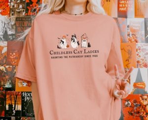 Halloween Childless Cat Lady Tshirt Cute Ghosts For Kamala Harris Hoodie The Patriarchy Feminism Sweatshirt Spooky Election Shirt 2024 giftyzy 8