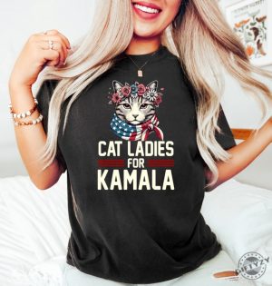 Cat Ladies For Kamala Shirt Cat Lady Tshirt Kamala Harris Cat Sweatshirt Democrats Election 2024 Hoodie Election Shirt For Cat Ladies Political Shirt giftyzy 2