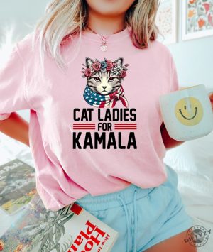 Cat Ladies For Kamala Shirt Cat Lady Tshirt Kamala Harris Cat Sweatshirt Democrats Election 2024 Hoodie Election Shirt For Cat Ladies Political Shirt giftyzy 3