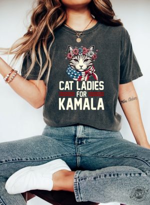 Cat Ladies For Kamala Shirt Cat Lady Tshirt Kamala Harris Cat Sweatshirt Democrats Election 2024 Hoodie Election Shirt For Cat Ladies Political Shirt giftyzy 4