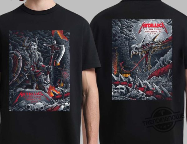 Metallica Minneapolis Shirt Metallica M72 Minneapolis T Shirt The Death Viking Versus The Serpent Artwork Two Sides Shirt trendingnowe 1