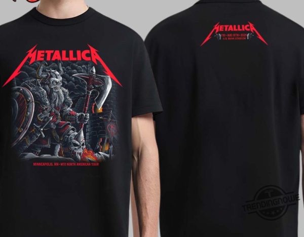 Metallica Minneapolis Shirt Night 1 Metallica M72 Minneapolis T Shirt The Death Viking Versus The Serpent Two Sides Shirt trendingnowe 1