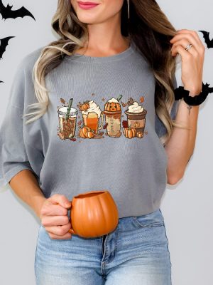 Fall Coffee Pumpkin Shirt Coffee Latte Shirt Halloween Shirt Retro Halloween Shirt Cute Halloween Shirts revetee 6