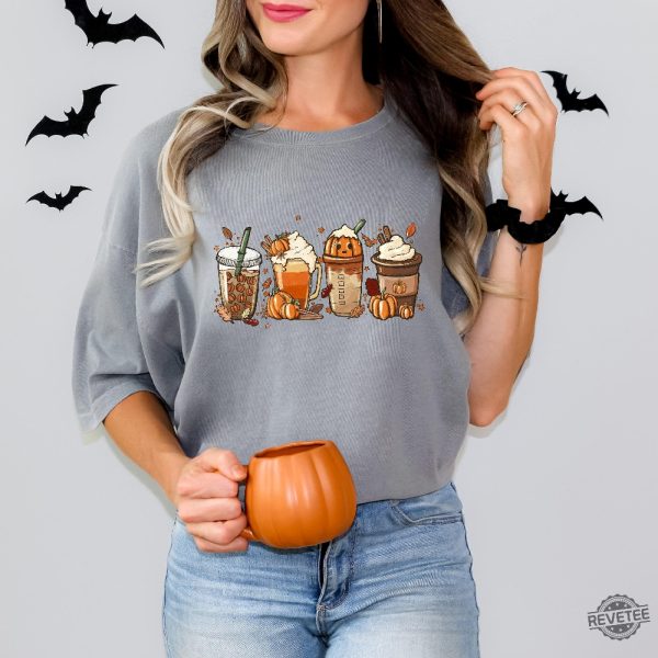 Fall Coffee Pumpkin Shirt Coffee Latte Shirt Halloween Shirt Retro Halloween Shirt Cute Halloween Shirts revetee 6