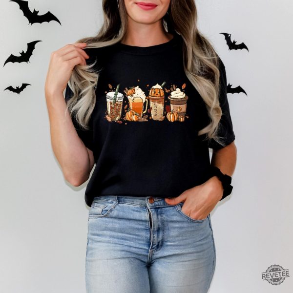 Fall Coffee Pumpkin Shirt Coffee Latte Shirt Halloween Shirt Retro Halloween Shirt Cute Halloween Shirts revetee 7