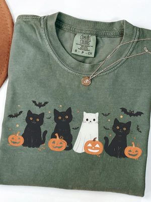 Halloween Cat Shirt Ghost Shirt Ghost Cat Shirt Happy Halloween Retro Spooky Season Cat Halloween Sweater revetee 5