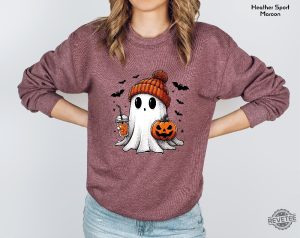 Halloween Cute Ghost Sweatshirt Halloween Pumpkin Spice Sweatshirt Halloween Costume revetee 2