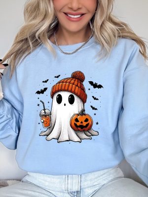 Halloween Cute Ghost Sweatshirt Halloween Pumpkin Spice Sweatshirt Halloween Costume revetee 4