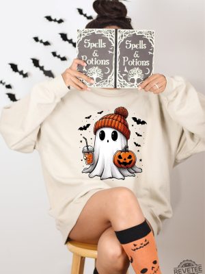 Halloween Cute Ghost Sweatshirt Halloween Pumpkin Spice Sweatshirt Halloween Costume revetee 5