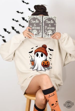 Halloween Cute Ghost Sweatshirt Halloween Pumpkin Spice Sweatshirt Halloween Costume revetee 5