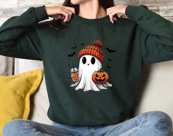 Halloween Cute Ghost Sweatshirt Halloween Pumpkin Spice Sweatshirt Halloween Costume revetee 7