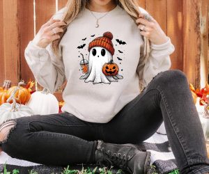 Halloween Cute Ghost Sweatshirt Halloween Pumpkin Spice Sweatshirt Halloween Costume revetee 8